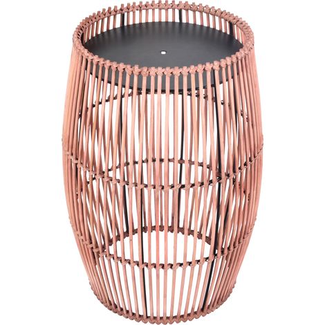 Teamson Home Gartenm�bel, Kleiner Runder Patio Beistelltisch Pflanzenst�nder aus Bambus Wicker mit Metallplatte, Wetterbest�ndig, Braun