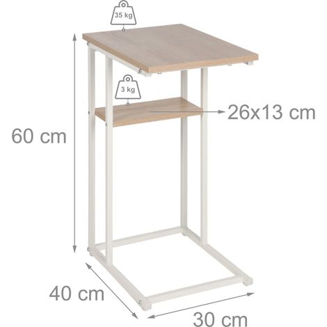 Mesa auxiliar rectangular de diseño contemporáneo para salón de 60 x 30 x 60 cm con dos niveles en metal negro 130017800 (1/2)
