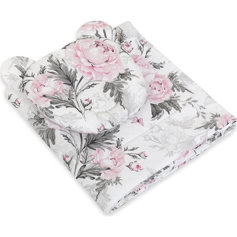 Piumino orsetto e cuscino sagomato - set da 2 pezzi - Peonie romantiche (1/3)