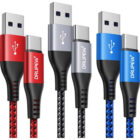 Câble USB C Charge Rapide [2M/Lot de 3],3A Câble USB vers USB Type C Nylon Tressé Cordon Chargeur pour Samsung Galaxy S23 S22 S21 Ultra S21 S20+ S10E S10 S9 S8 Note 20 10, A20E A70 A50 M31,LG G8 G7 (1/5)