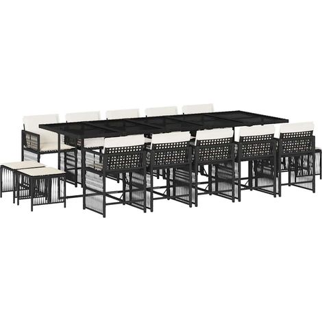 Maison Exclusive - Set da Pranzo da Giardino 15 pz con Cuscini Nero in Polyrattan (1/5)