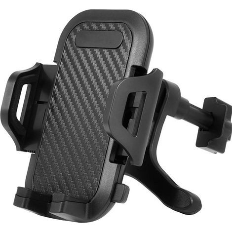 Supporto per telefono da auto con fissaggio alla bocchetta dell'aria, regolabile a 360 gradi, presa salda e sicura, universale, nero (1/5)