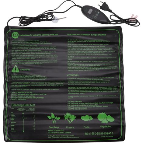 Jeffergarden Tapis chauffant pour semis, 6 vitesses, température réglable, imperméable, coussin de démarrage pour la germination des plantes, pour l'herbe à fleurs, prise ue 220-240V-DOU