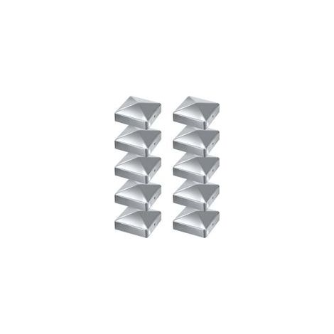 10 pcs Capuchon de poteau Chapeau de poteau forme pyramide 100x100mm Argent (1/5)
