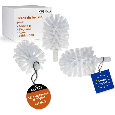 Originale KEUCO bross de rechange blanche, 3 pièces, pour EDITION 11, ELEGANCE, ASTOR, EDITION 300 brosse WC, Ø 7,2 cm, tête de rechange (1/5)
