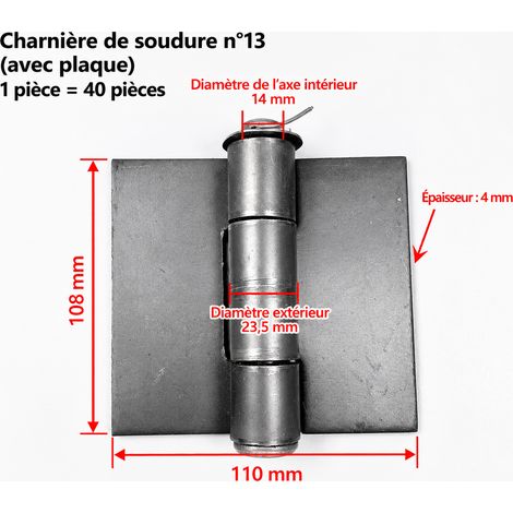 Lot de 40 charnières à souder 13 très grand format en acier laminé à froid pour porte en fer et benne 13 40 10 × 10 × 0,4 cm 660 g – Livraison gratuite