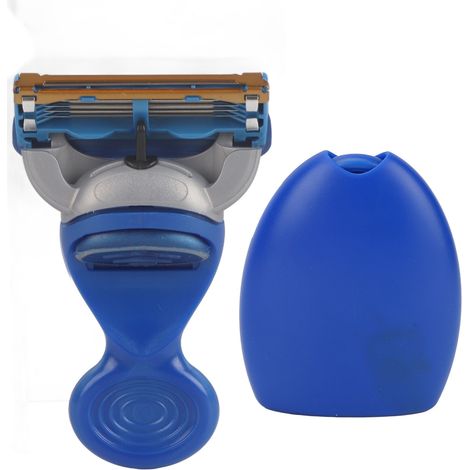 Bouton amovible rasoir manuel de sécurité avec tête rotative, outil d'épilation lavable bleu, pour rasage homme (1/5)