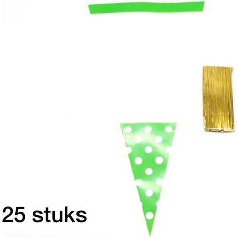 Lot de 25 sacs à friandises à pois verts - Sacs pour bonbons de Pâques et fêtes - Polyvalents pour biscuits et cadeaux (1/4)