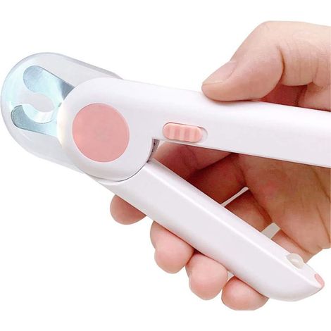 Coupe-griffes chien rose, tondeuse à ongles professionnelle pour chat et petit animal, avec LED et protection anti-projections, adapté aux chiens et chats de taille moyenne (1/5)