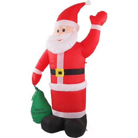 Décoration de Père Noël gonflable avec lumière LED intégrée, sac gonflable étanche pour jardin, terrasse et fêtes de Noël, prise UE 100-240 V (1/5)