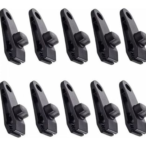 Lot de 10 clips pour bâche, auvent, crochet noir (1/5)