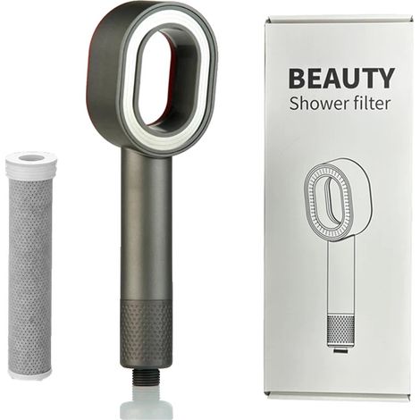 Ducha de mano, alta presión, ahorro de agua, conjunto gris (1/2)