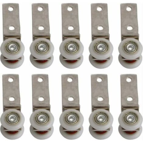 CSPARKV 10 pack 1,9 cm Coude de conduit en métal Roulement Bloc de poulie avec deux Plastique de roue pour porte coulissante fenêtre Cabinet (1/4)