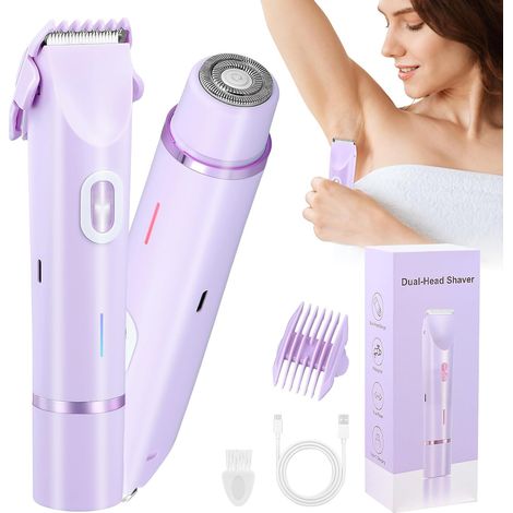 Rechargeable Rasoir Electrique Femme, Tondeuse électrique 2 en 1, Sans douleur Tondeuse Femme Intime, étanche rasoir pour visage aisselles jambes bras, utilisation humide et sèche (1/5)