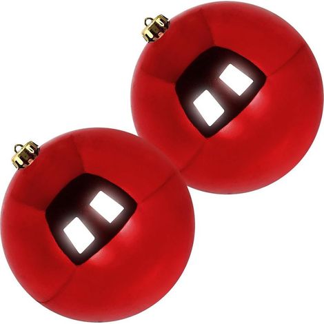 (20cm/2pcs, Rouge) Boules de Noel Grosses Exterieur, Boule Géante Résistants Groose XXL Boules Plastique Suspendre (1/5)