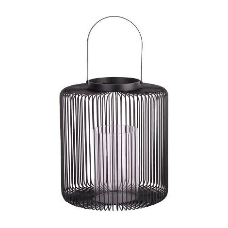 TrendLine Deko Eisen-Glas Windlicht rund Ø 37,5 x 22,5 cm schwarz