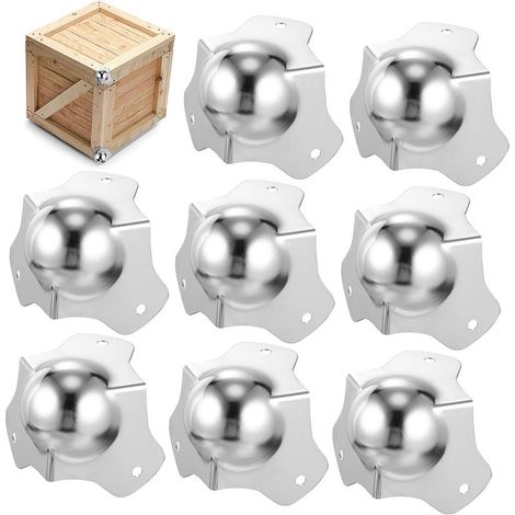 8 protège-coins décoratifs, fer, argenté, pour boîtes en bois (1/5)