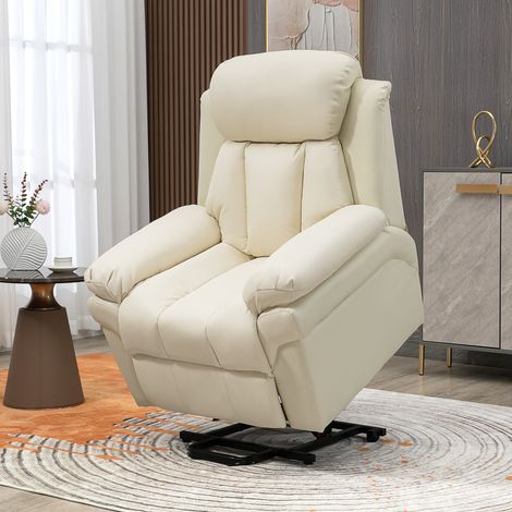 Fauteuil de Relaxation électrique Fauteuil releveur inclinable avec Repose-Pied Ajustable revêtement synthétique Crème