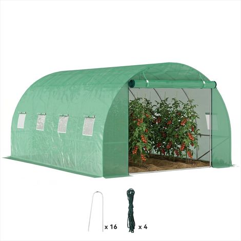 Serre de jardin Grande 3 x 4 x 2 m avec porte et fenêtres Vert (1/5)
