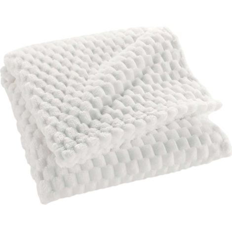 Plaid Flanelle en Relief "Mini Frosty" 125x150cm Blanc (1/4)