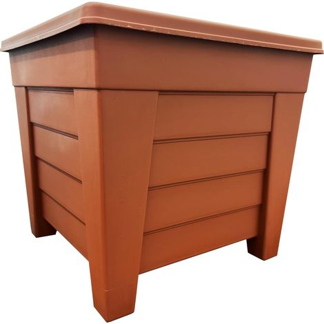 2 x BROWN Grosvenor Square Planter 33cm Plant Pots