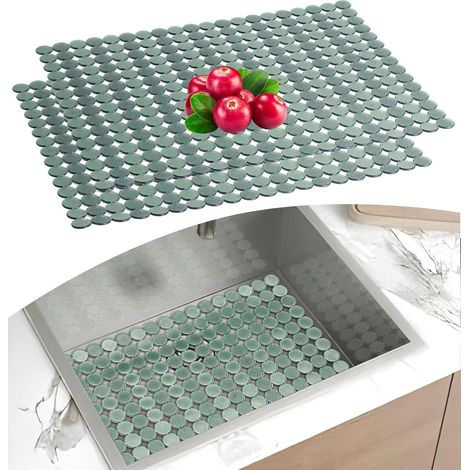 Lot de 2 Tapis d'évier, PVC, 30x40 cm, Découpable, Protection évier céramique acier inoxydable, Drainage rapide, Cuisine (1/5)