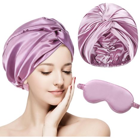 Satin Nightcap, Hair Sleep Mask, Silk Sleeping Cap with Elastic, Hair Protection (1/5)