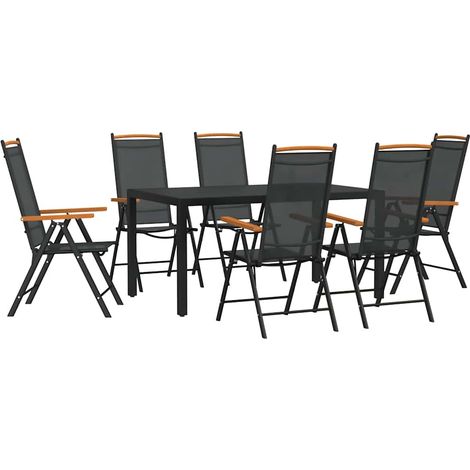 Maison Exclusive - 7-tlg. Garten-Essgruppe Schwarz Aluminium (1/5)