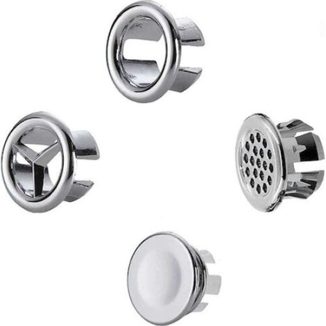 Lot de 4 Anneau de trop-plein, fixation par pression sans outil, pour évier cuisine et salle de bain, céramique (1/5)
