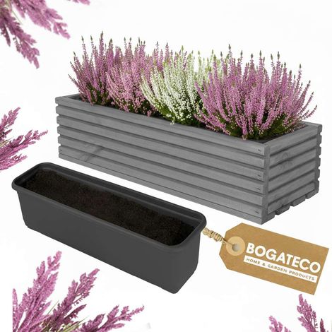 Jardinière Bois Bogateco 44x20x14 cm avec Bac Gris Foncé (1/5)