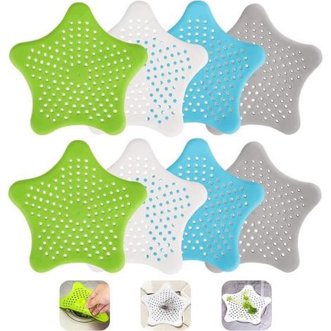 Filtre Évier en Silicone - - 8 pcs - Diamètre 15 cm - Attrape Cheveux - Cuisine/Salle de Bain (1/5)