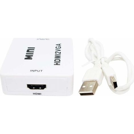 Convertisseur vidéo 1080P Adaptateur HDMI femelle vers VGA femelle 15 broches - Convertisseur signal vidéo