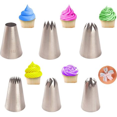 1 lot de 6 grandes douilles en acier inoxydable pour la décoration de gâteaux à faire soi-même (1/5)