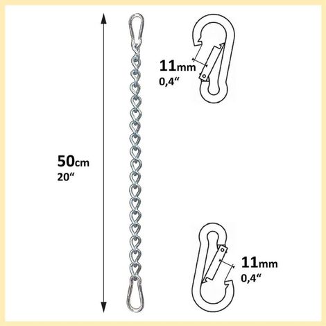 Chaîne de fixation réglable pour fauteuil hamac avec deux mousquetons - Supporte jusqu'à 230 kg (1/4)