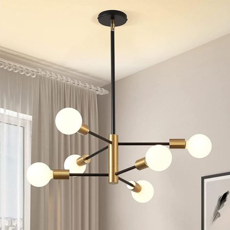 Lustre Plafonnier Vintage, 6 Lumières E27 Lustre Sputnik Industriel,Moderne Suspension Luminaire Rétro en Métal Lampe de Plafond pour Salon, Chambre, Cuisine, Bar (6 Lampes) (1/5)
