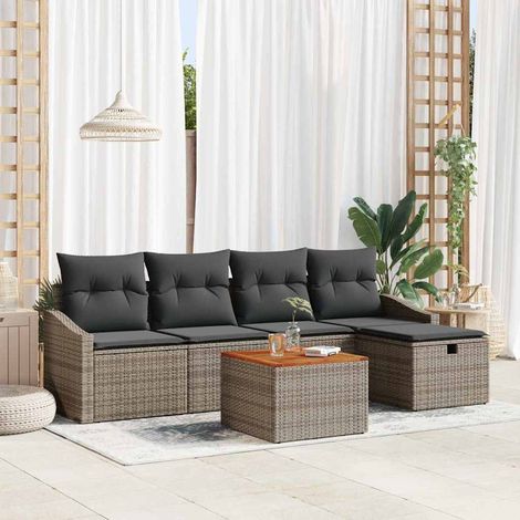 vidaXL Set Divano da Giardino 6 pz Grigio Poly Rattan (1/5)