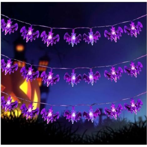 Guirlande Lumineuse Halloween - 3m 20LED Chauve-souris Guirlandes Lumineuses avec à piles pour Thanksgiving Halloween - Violet (1/4)