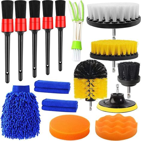 Coavas – Kit de nettoyage voiture 16 pièces – Brosses de détail et pour perceuse – Serviettes en microfibre – Nettoyage intérieur et extérieur - 16Pcs (1/5)