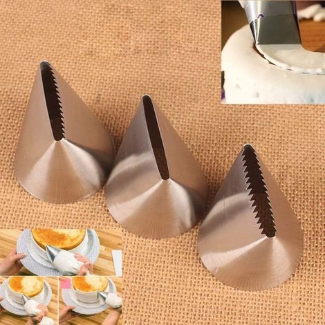 Set mit 6 extra großen Edelstahl-Düsen zum Abwischen von Kuchenoberflächen (1/4)