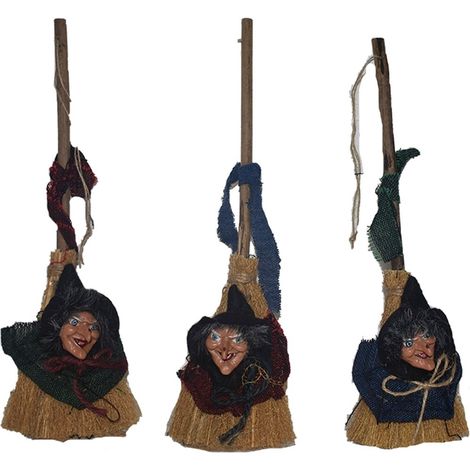 Befana strega con scopa cm30 halloween natale bimbo decorazioni albero di natale natalizie pupazzo bambola statua set da 3 (1/5)