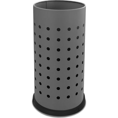 Portaombrelli in Acciaio Verniciato Ø24xh48 cm Con Vaschetta Raccogli Goccia Grigio (1/2)