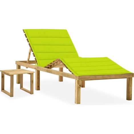 Garten-Sonnenliege mit Tisch und Auflage Kiefer Imprägniert