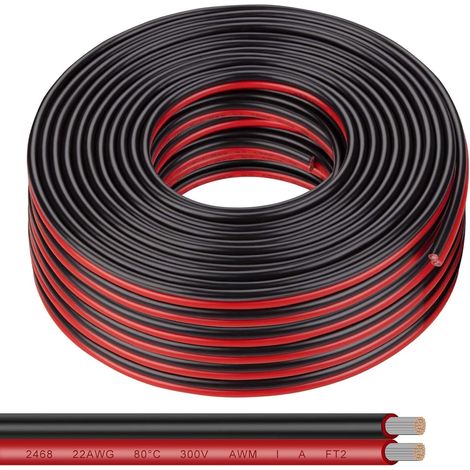 22AWG Flexible Electric Cable, 12 V 2 Conductor Electric Wire 20 m Red Black Car Wire for LED Strip Lamp Strip and Wiring Extension (1/5)