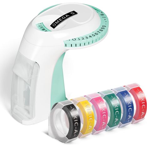 1 étiqueteuse manuelle en relief, 6 rubans inclus, impression mécanique sans encre, pour maison école bricolage loisirs créatifs (1/5)