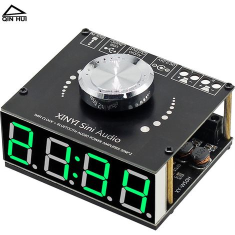 Carte d'amplificateur numérique Bluetooth 5.0, amplificateur haute puissance 250W avec horloge de synchronisation horaire WIFI, module de boîtier haut-parleur DIY.