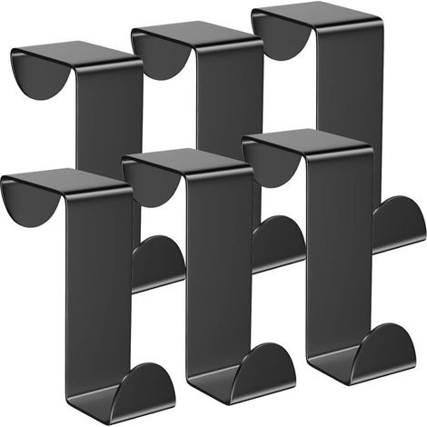 Türhaken, 6er-Set Edelstahl-Kleiderhaken für Standardtüren, Schubladen, Schränke und Kleiderschränke, für Küche, Bad und Schlafzimmer, Schwarz (1/5)