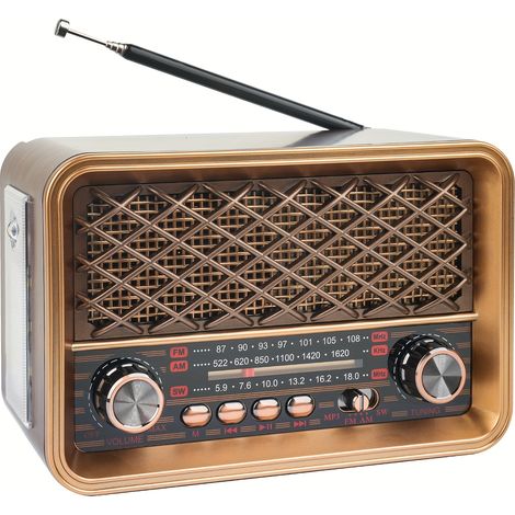 Lautsprecher im Retro-Stil  Kleines, tragbares Radio mit LED-Taschenlampe, wiederaufladbarem Akku, geeignet für Küche, Büro, Schlafzimmer, Partys und Outdoor-Aktivitäten (1/5)