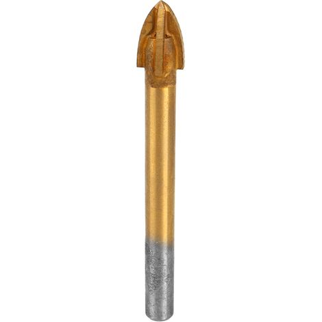 10mm Carbide Glass Drill Bit Set Titanium Coated W/ 4 Cutting Edges Cross Spear Head Tools (1/5)