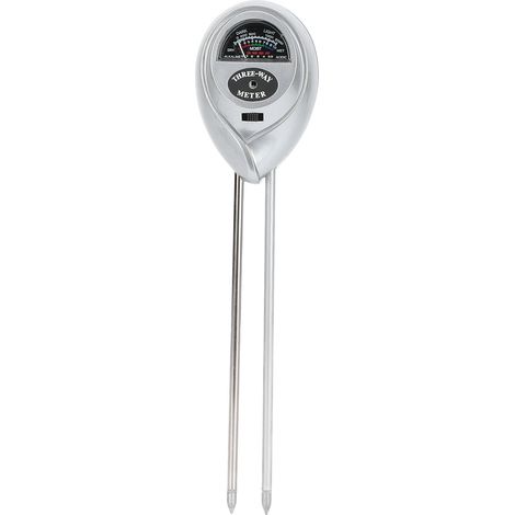 Testeur de sol 3-en-1 argenté : détecteur d'humidité/pH/lumière ambiante pour jardinage horticole (1/5)