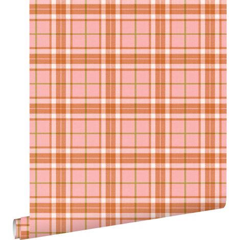 papier peint vichy rose et terracotta  - ESTAhome (1/5)